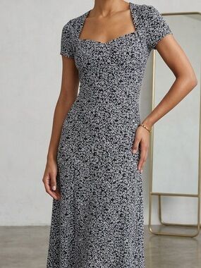 Connected Apparel Floral-Print Midi Dress